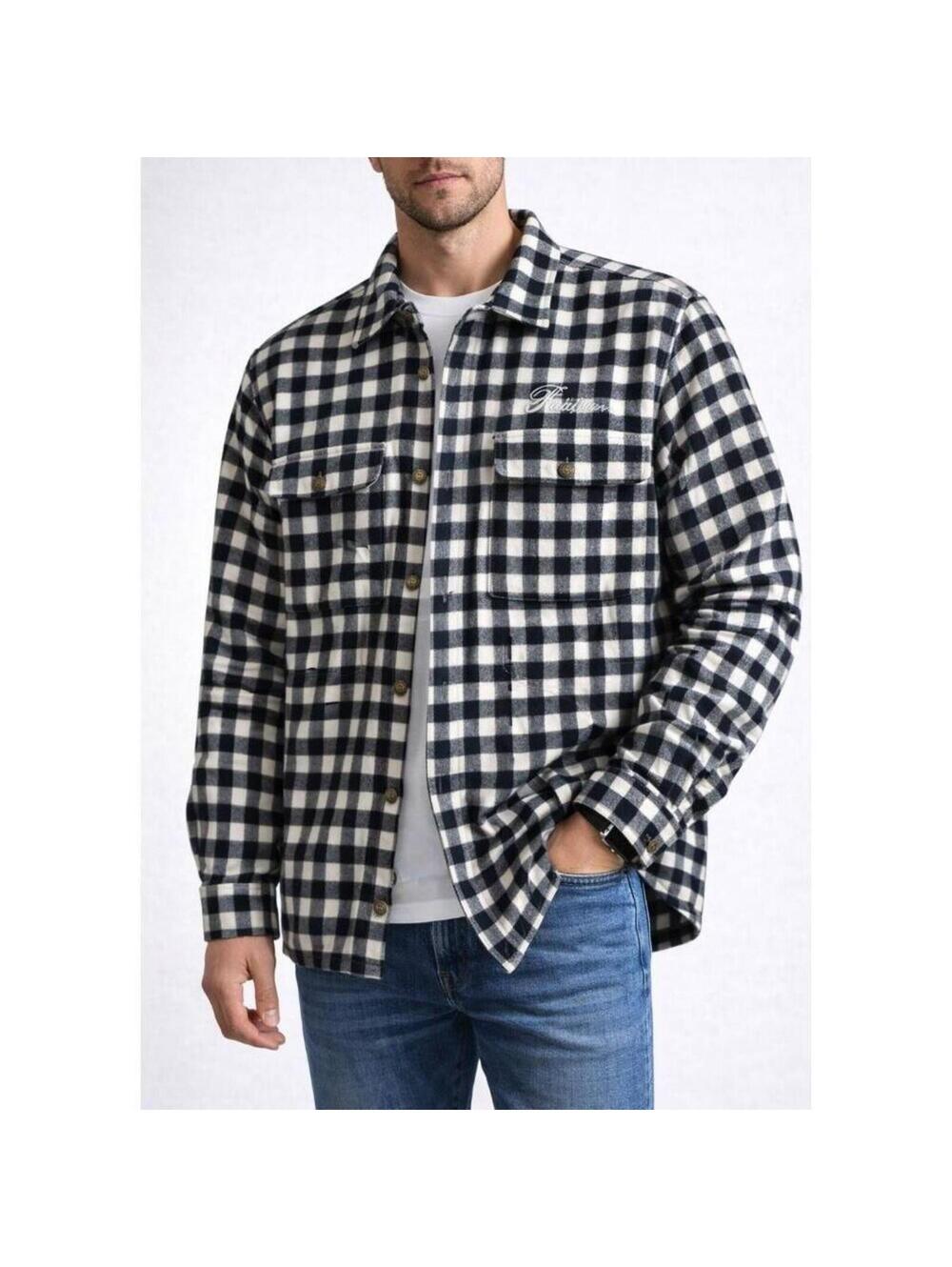 Pacsun men’s black n white plaid shacket button down shirt medium skater